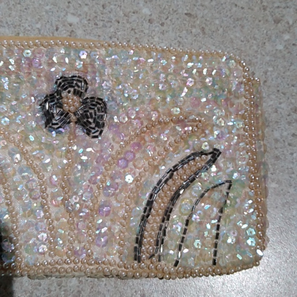 Vintage 1960s beaded coin purse clutch - Picture 3 of 6